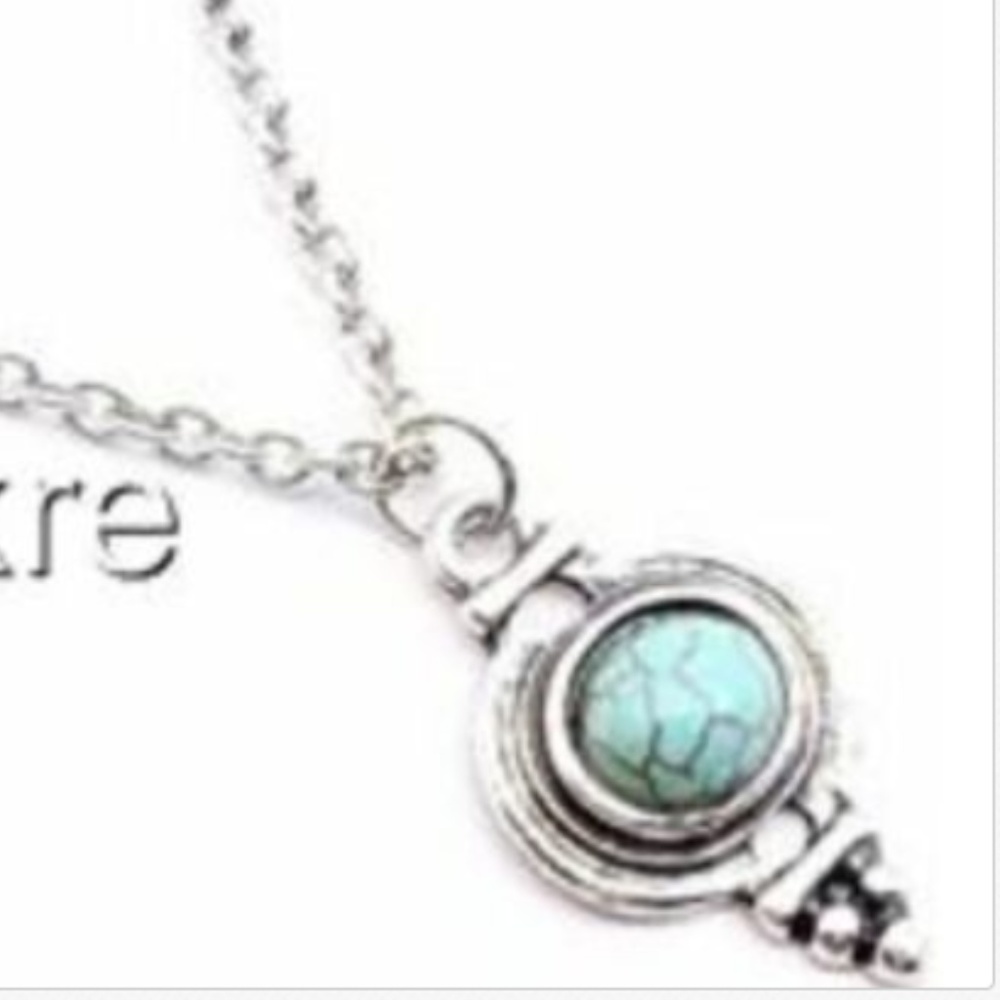 Silver Tone Southwestern Turquoise Stone Necklace 16-19" Choker Western Cowgirl